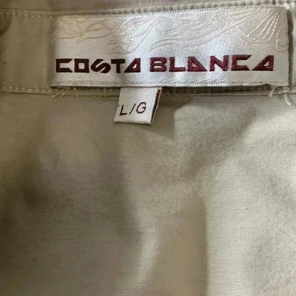 Costa Blanca tan, crisp, cotton/spandex midi dress with lots of pockets - Picture 4 of 5